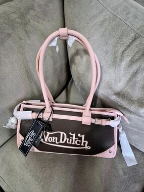 Von Dutch Bowling Bag Pink & Brown Shoulder Bag